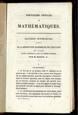 Algèbre supérieure.