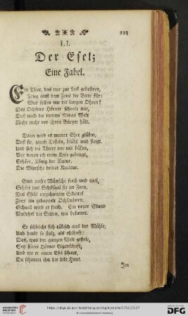 LI. Der Esel; Eine Fabel