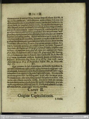 Caput II. De Origine Capitulationis