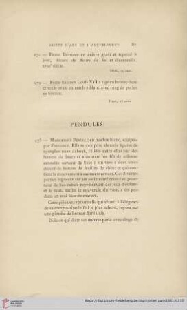 Pendules (Nr. 273 - 285)