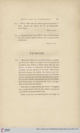 Pendules (Nr. 273 - 285)
