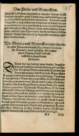 Wie Gloricia und Bianceffora mit einander vom Florio redten/ ...