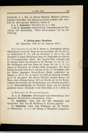 8. Feldzug gegen Rumänien
