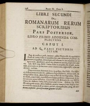 Pars Posterior, Libro Primo Addenda Complectens.