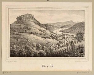 Die Stadt und die Festung Königstein in der Sächsischen Schweiz von Osten, aus Sachsens Kirchen-Galerie von Hermann Schmidt, 4. Bd. 1840