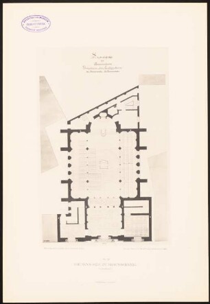 Synagoge, Braunschweig: Grundriss (aus: Öffentliche und Privatgebäude, 1887)