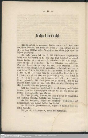 Schulbericht