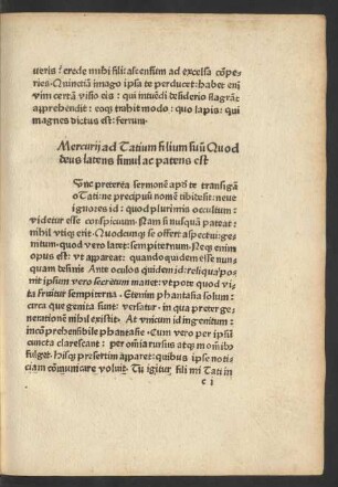 Mercurii ad Tatium filium suum Quod deus latens simul ac patens est