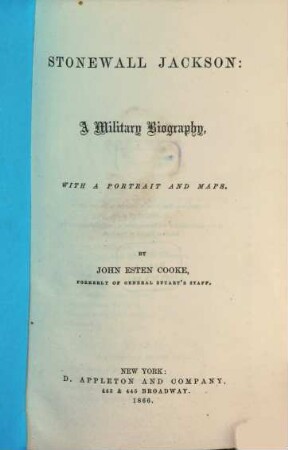 Stonewall Jackson : a military biography