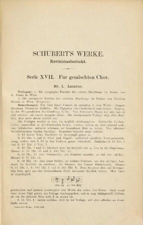 Franz Schuberts Werke, [22,10]. Bd. 10, Zu den Serien XVII-XIX / unter Mitwirkung von Josef Gänsbacher. Hrsg. von Eusebius Mandyczewski. 1892. - 12 S.
