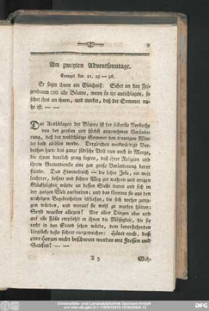 Am zweyten Adventsonntage.