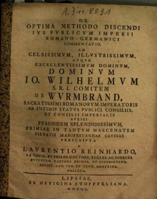De Optima Methodo Discendi Ius Publicum Imperii Romano-Germanici Commentatio