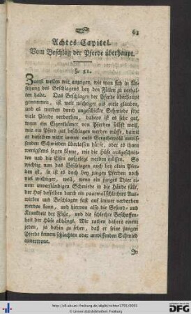 Achtes Capitel. Vom Beschlag der Pferde überhaupt.