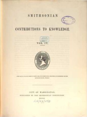 Smithsonian contributions to knowledge. 4, 4. 1852