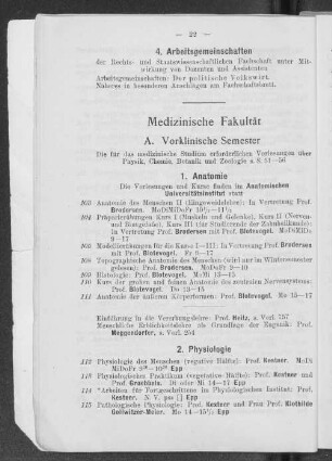 A. Vorklinische Semester
