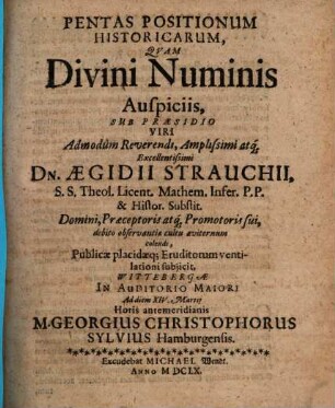 Pentas Positionum Historicarum
