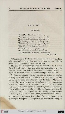 Chapter IX: The pilgrim