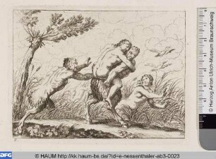 Satyr trägt eine Nymphe auf dem Rücken