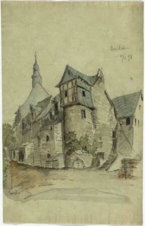 Gebäude in Beilstein, Gebäude mit Rundbau und Fachwerk