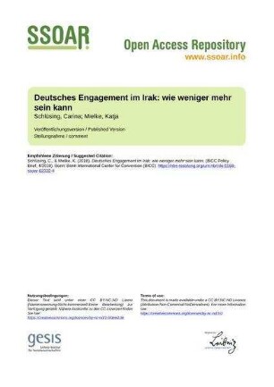 Deutsches Engagement im Irak: wie weniger mehr sein kann