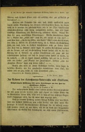 Zur Reform des Katechismus-Unterrichts und -Studiums : notgedrungene Erklärung über meine Bemühungen um den Text des Katechismus Luthers