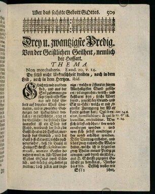 509-536, Drey u. zwantzigste Predig. Von der Geistlichen Geilheit, nemlich der Hoffart