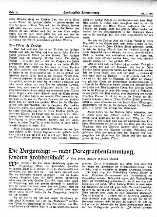 Die Bergpredigt – nicht Paragraphensammlung, sondern Frohbotschaft!