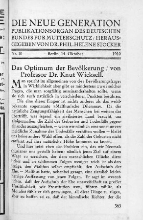 Nr. 10 Berlin, den 14. Oktober 1910