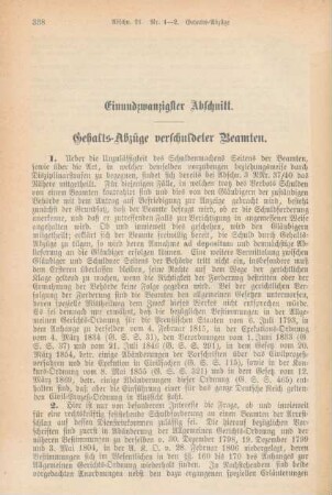 Einundzwanzigster Abschnitt. Gehalts-Abzüge verschuldeter Beamten.