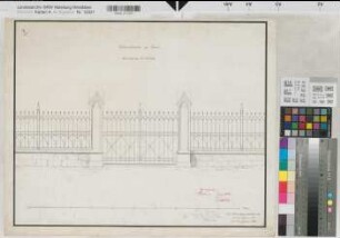 Soest (Soest) Wiesenkirche Umfriedung des Kirchplatzes Tor 1877 5 m = 22 cm 42 x 51 Zeichnung Holle, Bauinspektor Staatshochbauamt Soest