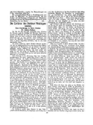 Die Leitsätze des Stettiner Philologenvereins