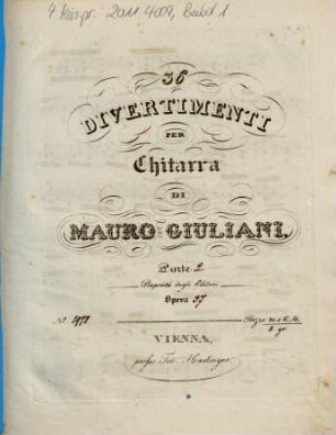 36 divertimenti per chitarra, 2. Parte 2, opera 37