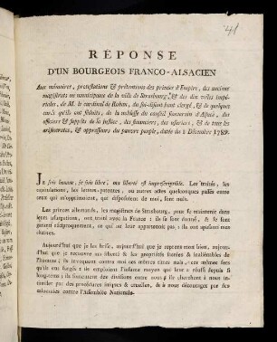 1-2, Réponse D´Un Bourgeois ...