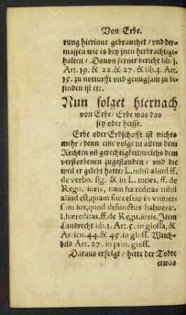 Nun folget hiernach von Erbe ...