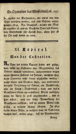 XI. Kapitel. Von der Castration.