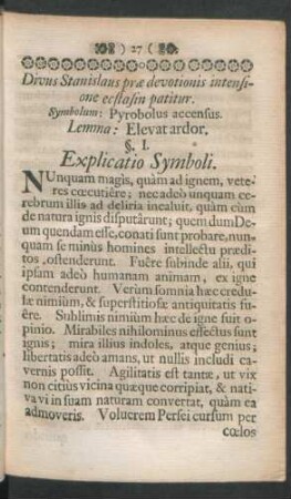 Divus Stanislaus prae devotionis intensione ecstasin patitur