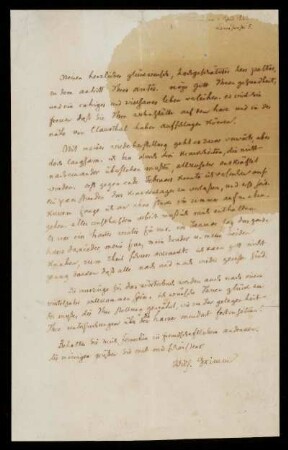 Brief von Wilhelm Grimm an Georg Schulze