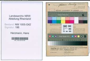 Entnazifizierung Hans Herzmann , geb. 02.02.1920 (Schlosser)
