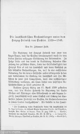 Die landständischen Verhandlungen unter dem Herzog Heinrich von Sachsen : 1539 - 1541