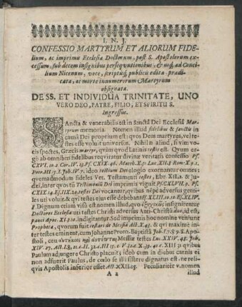 Confessio Martyrum, Et Aliorum Fidelium, ac imprimis Ecclesiae Doctorum, ...