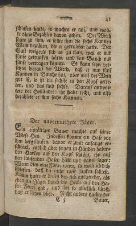Der unvermuthete Jäger