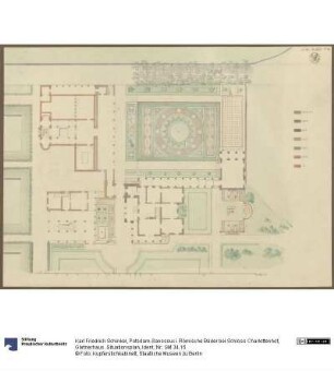Potsdam-Sanssouci. Römische Bäder bei Schloss Charlottenhof, Gärtnerhaus. Situationsplan