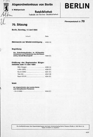 Nr. 70, 17. Juni 1984