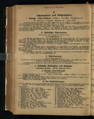 F. Schulmuseum und Bibliotheken