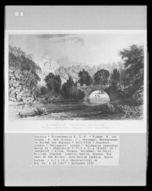 Wanderungen im Norden von England, Band 1 — Bildseite gegenüber Seite 20 — Lambton Castle, Durham. The seat of the Rt.Hon. John-George Lambton, Baron Durham.