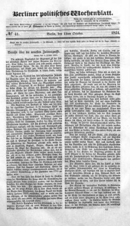 No 41, 11. Oktober 1834