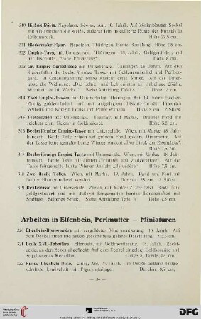 Arbeiten in Elfenbein, Perlmutter-Miniaturen (Nr.320-359)