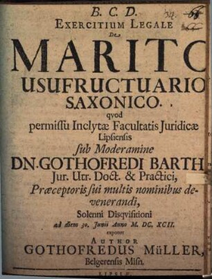 Exercitum legale de marito usufructuario Saxonico