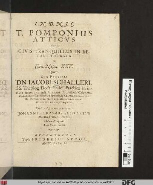 T. Pomponius Atticus Sive Civis Tranquillus In Republ. Turbata ex Corn. Nepot. XXV.