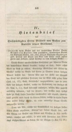 56-70 Hirtenbrief des Hochwürdigsten Herrn Bischofs von Passau zum Antritte seines Bisthums
